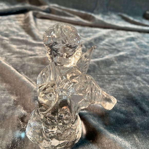 VTG Clear Glass Angel Figurine Playing Violin - Picture 2 of 5
